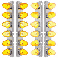 Stainless Steel Front Air Cleaner Bracket w/ 12 X 9 Hi/Lo LED GloLight Watermelon Grakon Lights For Peterbilt - Amber LEDs (Amber or Clear Lens)