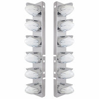 Stainless Steel Front Air Cleaner Bracket w/ 12 X 9 Hi/Lo LED GloLight Watermelon Grakon Light & Visor For Peterbilt - Amber LEDs (Amber or Clear Lens)