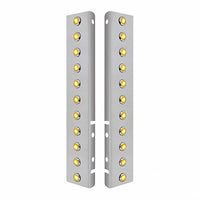 Stainless Steel Front Air Cleaner Bracket With 22 or 26 X 3 Hi/Lo LED 3/4" Mini Crystal Lights w/ Bezels for Peterbilt - Amber LEDs (Amber Lens)