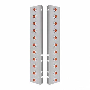 Stainless Steel Front Air Cleaner Bracket With 22 X 2 LEDs 3/4" Mini Lights w Bezels For Peterbilt - Amber LEDs (Amber or Clear Lens)