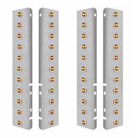 Stainless Steel Front Air Cleaner Bracket With 22 X 2 LEDs 3/4" Mini Lights w Bezels For Peterbilt - Amber LEDs (Amber or Clear Lens)