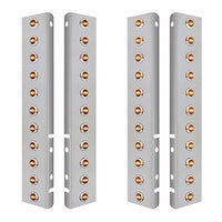 Stainless Steel Front Air Cleaner Bracket w/ 22 X 3 Amber LED 3/4" Mini Lights & Bezels For Peterbilt - Amber LEDs (Amber or Clear Lens)