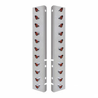 Stainless Steel Front Air Cleaner Bracket With 22 X 3 LED 3/4" Mini Lights & Visors For Peterbilt - Amber LEDs (Amber or Clear Lens)