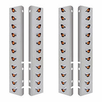 Stainless Steel Front Air Cleaner Bracket With 22 X 3 LED 3/4" Mini Lights & Visors For Peterbilt - Amber LEDs (Amber or Clear Lens)