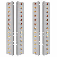 Stainless Steel Front Air Cleaner Bracket w/ 26 X 2 LED 3/4" Mini Lights & Bezels For Peterbilt - Amber LEDs (Amber or Clear Lens)