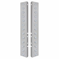 Stainless Steel Front Air Cleaner Bracket w/ 26 X 2 LED 3/4" Mini Lights & Bezels For Peterbilt - Amber LEDs (Amber or Clear Lens)