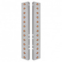 Stainless Steel Front Air Cleaner Bracket w/ 26 X 3 LED Dual Function 3/4" Mini Lights & Bezels For Peterbilt - Amber LEDs (Amber or Clear Lens)