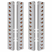 Stainless Steel Front Air Cleaner Bracket w/ 26 X 3 LED 3/4" Mini Lights & Visors For Peterbilt - Amber LEDs (Amber or Clear Lens)