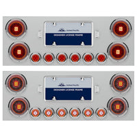 Stainless Steel Rear Center Panel w/ 4 X 13 LED 4" Abyss Light & 6 X 4 LED 2" Lights & Bezels - Red LEDs (Red or Clear Lens)
