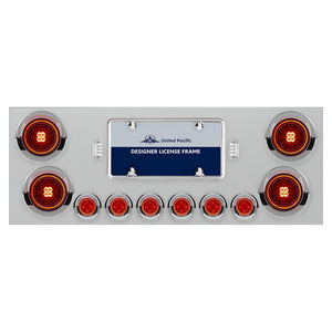 Stainless Steel Rear Center Panel w/ 4 X 13 LED 4" Abyss Light & 6 X 4 LED 2" Lights & Visors - Red LED (Red or Clear Lens)