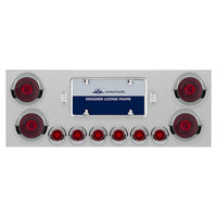 Stainless Steel Rear Center Panel w/ 4 X 13 LED 4" Abyss Light & 6 X 4 LED 2" Lights & Visors - Red LED (Red or Clear Lens)