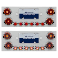 Stainless Steel Rear Center Panel w/ 4 X 13 LED 4" Abyss Light & 6 X 4 LED 2" Lights & Visors - Red LED (Red or Clear Lens)