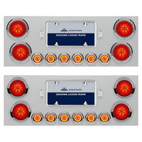 Stainless Steel Rear Center Panel w/ 4 X 16 LED 4" Turbine Light & 6 X 7 LED 2" Lights & Bezels or Visors - Red LEDs (Red Lens)