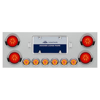 Stainless Steel Rear Center Panel w/ 4 X 16 LED 4" Turbine Light & 6 X 7 LED 2" Lights & Bezels or Visors - Red LEDs (Red Lens)