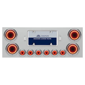 Stainless Steel Rear Center Panel w/ 4 X 23 LED 4" Lights & 6 X 9 LED 2" Mirage Lights & Bezels or Visors - Red LEDs (Red or Clear Lens)
