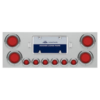 Stainless Steel Rear Center Panel w/ 4 X 23 LED 4" Lights & 6 X 9 LED 2" Mirage Lights & Bezels or Visors - Red LEDs (Red or Clear Lens)