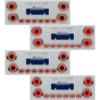 Stainless Steel Rear Center Panel w/ 4 X 23 LED 4" Lights & 6 X 9 LED 2" Mirage Lights & Bezels or Visors - Red LEDs (Red or Clear Lens)