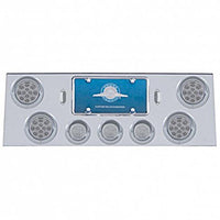 Stainless Steel Rear Center Panel w/ 4 X 12 LED 4" Reflector Light & 3 X 13 LED 2-1/2" Light & Visor - Red LEDs (Red or Clear Lens)