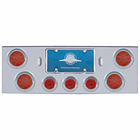 Chrome Rear Center Panel w/ 4 X 12 LED 4" Reflector Lights & 3 X 13 LED 2-1/2" Light - Red LEDs (Red or Clear Lens)