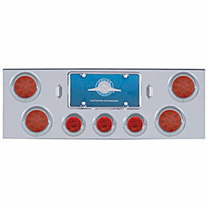 Chrome Rear Center Panel w/ 4 X 12 LED 4" Reflector Lights & 3 X 13 LED 2-1/2" Light - Red LEDs (Red or Clear Lens)