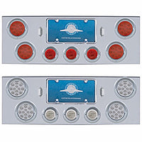 Chrome Rear Center Panel w/ 4 X 12 LED 4" Reflector Lights & 3 X 13 LED 2-1/2" Light - Red LEDs (Red or Clear Lens)