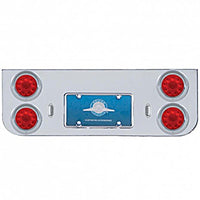 Chrome Rear Center Panel w/ 4 X 10 LED 4" Lights & Visors - Red LEDS (Red or Clear Lens)