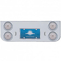 Chrome Rear Center Panel w/ 4 X 10 LED 4" Lights & Visors - Red LEDS (Red or Clear Lens)