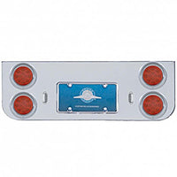 Chrome Rear Center Panel w/ 4 X 12 LED 4" Reflector Lights & Visors - Red LEDs (Red or Clear Lens)