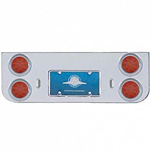 Chrome Rear Center Panel w/ 4 X 12 LED 4" Reflector Lights & Visors - Red LEDs (Red or Clear Lens)