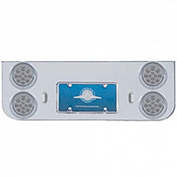Chrome Rear Center Panel w/ 4 X 12 LED 4" Reflector Lights & Visors - Red LEDs (Red or Clear Lens)