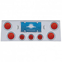 Stainless Steel Rear Center Panel w/ 4 X 7 LED 4" Reflector Light & 3 X 13 LED 2-1/2" Light & Visors - Red LEDs (Red or Clear Lens)