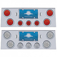 Stainless Steel Rear Center Panel w/ 4 X 7 LED 4" Reflector Light & 3 X 13 LED 2-1/2" Light & Visors - Red LEDs (Red or Clear Lens)