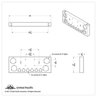 Stainless Steel Rear Center Panel w/ 4 X 7 LED 4" Reflector Lights & 6 X 9 LED 2" Lights & Visors - Red LEDs (Red or Clear Lens)