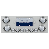 Stainless Steel Rear Center Panel w/ 4 X 7 LED 4" Reflector Lights & 6 X 9 LED 2" Lights & Visors - Red LEDs (Red or Clear Lens)