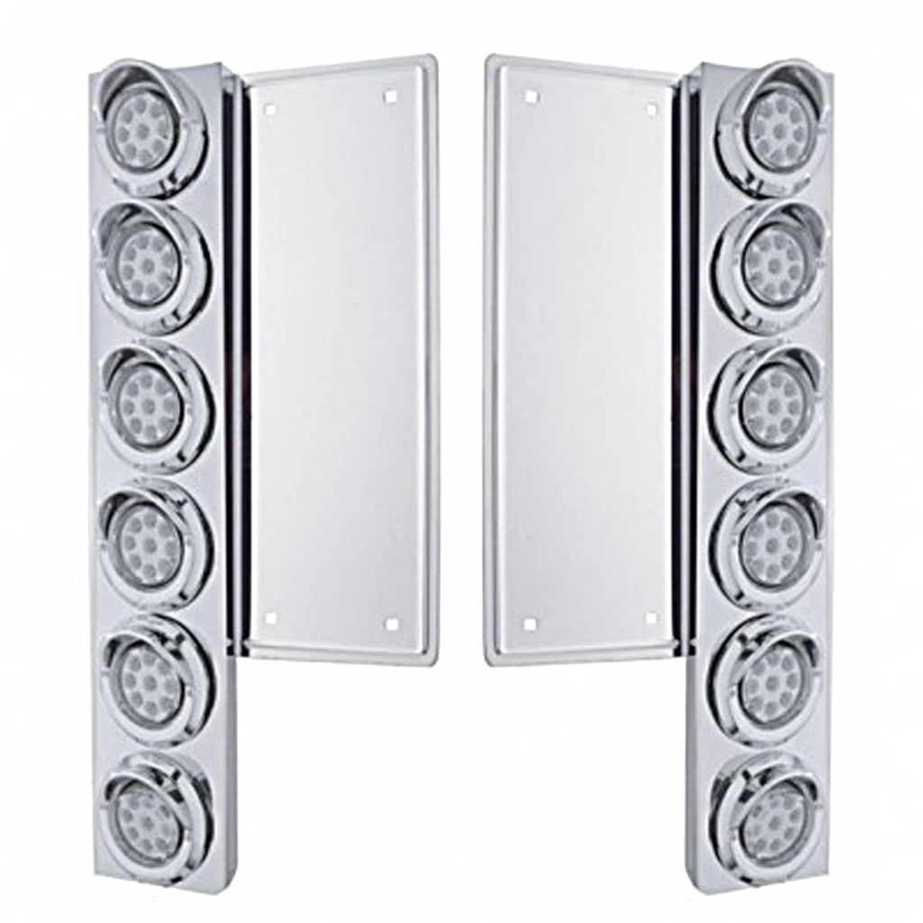 Freightliner Stainless Steel Front Air Cleaner Bracket w/ 12 X 9 LED 2" Beehive Lights & Visors - Amber LED (Amber or Clear Lens)