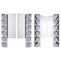 Freightliner Stainless Steel Front Air Cleaner Bracket w/ 12 X 9 LED 2" Beehive Lights & Visors - Amber LED (Amber or Clear Lens)