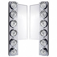 Freightliner Stainless Steel Front Air Cleaner Bracket w/ 12 X 9 LED 2" Beehive Lights & Visors - Amber LED (Amber or Clear Lens)