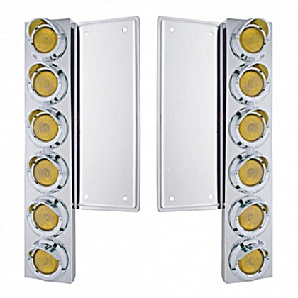 United Pacific - Front Air Cleaner Kit w/ 12 X 2" Flat Light & Visor For Freightliner