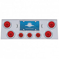 Stainless Steel Rear Center Panel w/ 4 X 10 LED 4" Lights & 3 X 13 LED 2-1/2" Lights & Bezel - Red LEDs (Red or Clear Lens)