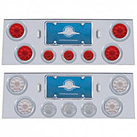 Stainless Steel Rear Center Panel w/ 4 X 10 LED 4" Lights & 3 X 13 LED 2-1/2" Lights & Bezel - Red LEDs (Red or Clear Lens)