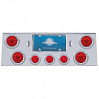 Stainless Steel Rear Center Panel w/ 4 X 10 LED 4" Light & 3 X 13 LED 2-1/2" Beehive Light+Bezel - Red LEDs (Red or Clear Lens)