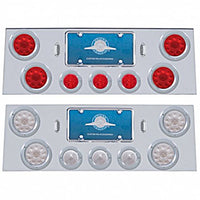 Stainless Steel Rear Center Panel w/ 4 X 10 LED 4" Light & 3 X 13 LED 2-1/2" Beehive Light+Bezel - Red LEDs (Red or Clear Lens)
