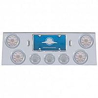 Stainless Steel Rear Center Panel w/ 4 X 10 LED 4" Lights & 3 X 13 LED 2-1/2" Lights & Bezel - Red LEDs (Red or Clear Lens)