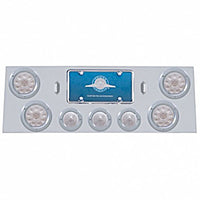 Stainless Steel Rear Center Panel w/ 4 X 10 LED 4" Light & 3 X 13 LED 2-1/2" Beehive Light+Bezel - Red LEDs (Red or Clear Lens)