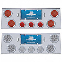 Stainless Steel Rear Center Panel w/ 4 X 12 LED 4" Reflector Light & 3 X 13 LED 2-1/2" Light & Bezel - Red LEDs (Red or Clear Lens)