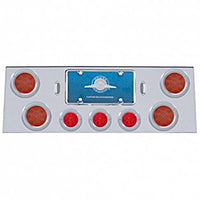 Stainless Steel Rear Center Panel +4 X LED 4" Refl. Light & 3 X LED 2-1/2" Beehive Light & Bezel - Red LEDs (Red or Clear Lens)