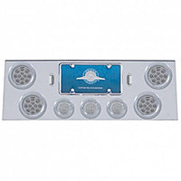 Stainless Steel Rear Center Panel w/ 4 X 12 LED 4" Reflector Light & 3 X 13 LED 2-1/2" Light & Bezel - Red LEDs (Red or Clear Lens)