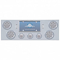 Stainless Steel Rear Center Panel +4 X LED 4" Refl. Light & 3 X LED 2-1/2" Beehive Light & Bezel - Red LEDs (Red or Clear Lens)