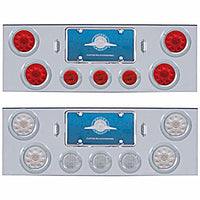 Chrome Rear Center Panel w/ 4 X 10 LED 4" Lights & 3 X 13 LED 2-1/2" Lights & Bezel - Red LEDs (Red or Clear Lens)