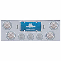 Chrome Rear Center Panel w/ 4 X 10 LED 4" Lights & 3 X 13 LED 2-1/2" Lights & Bezel - Red LEDs (Red or Clear Lens)